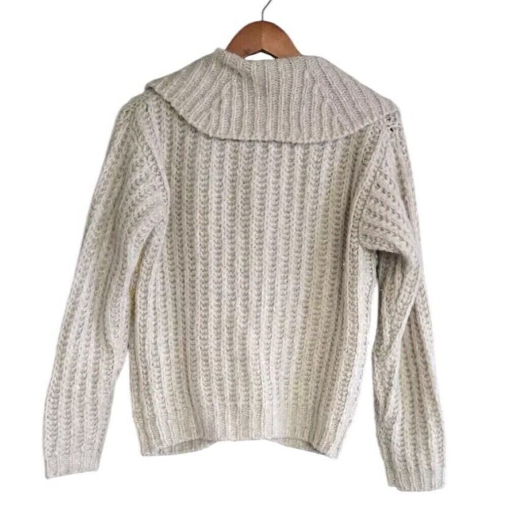 Anthropologie Pilcro Wool Flower Cardigan Sweater Womens XS Tan Cheerful Smile - Picture 6 of 8